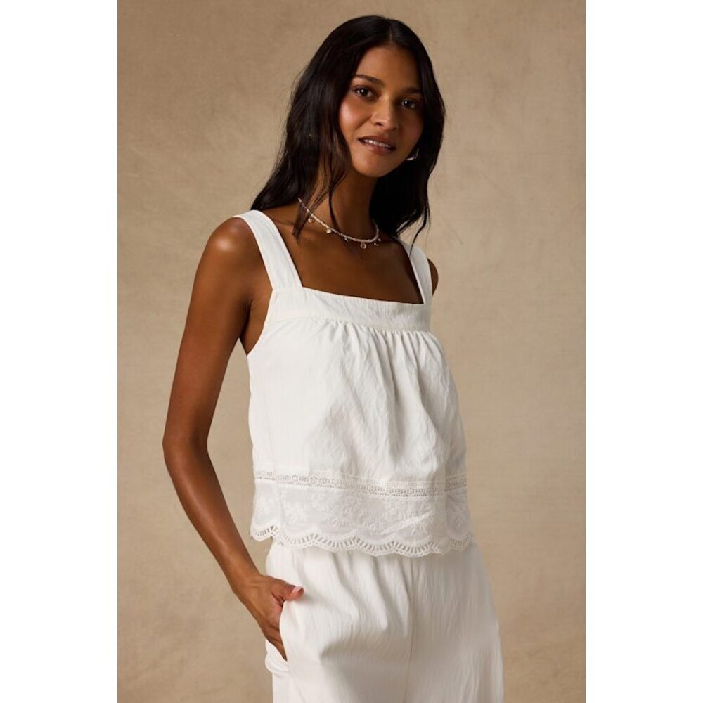 Lulus Parisa White Cotton Crochet Lace Tank Top - Size XS